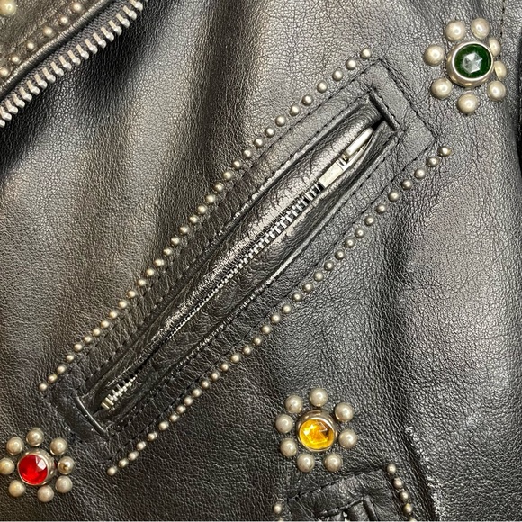 R13 Repurposed Studded Embellished Biker Short Sleeve Leather Jacket RARE - Picture 8 of 15